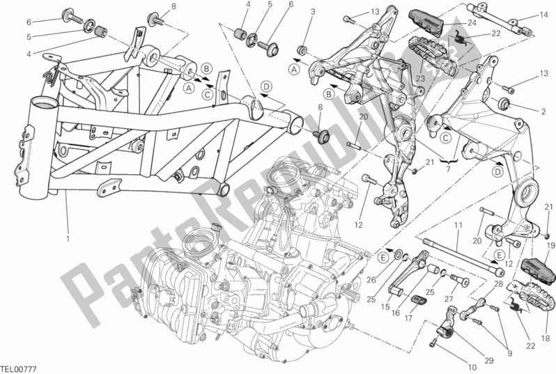 All parts for the Frame of the Ducati Multistrada 1200 S GT USA 2014